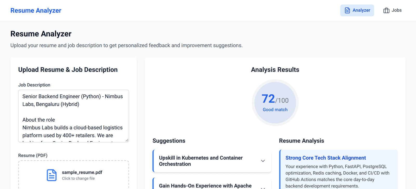 Resume Analyzer & Job Search